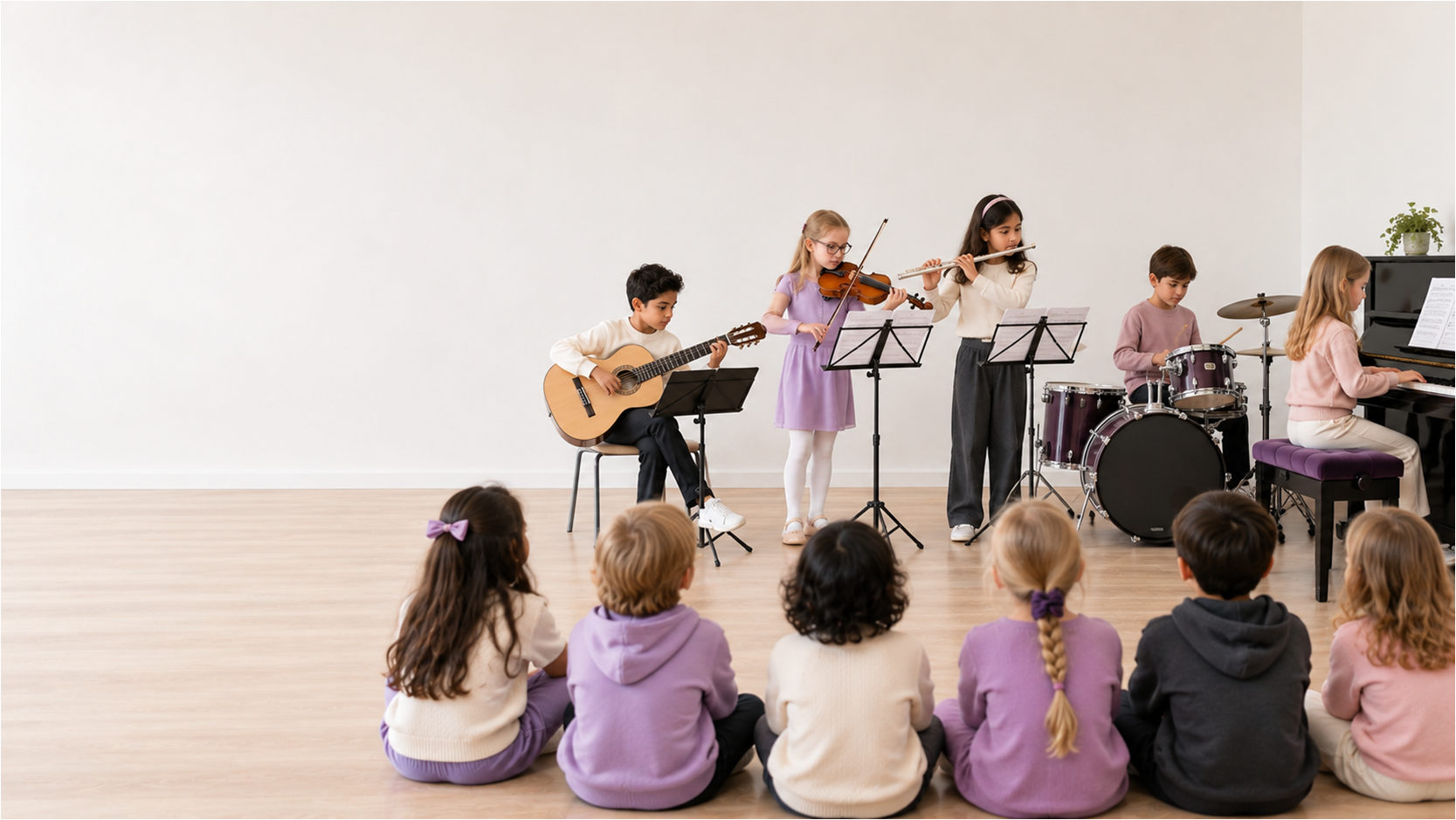 Children performing together in a music class