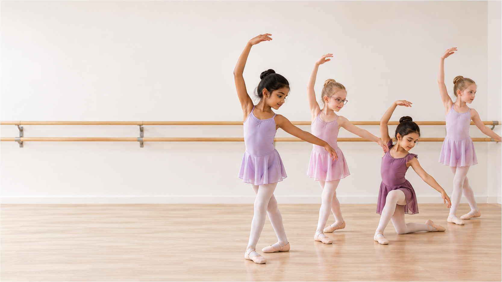 Young students in a classical ballet class